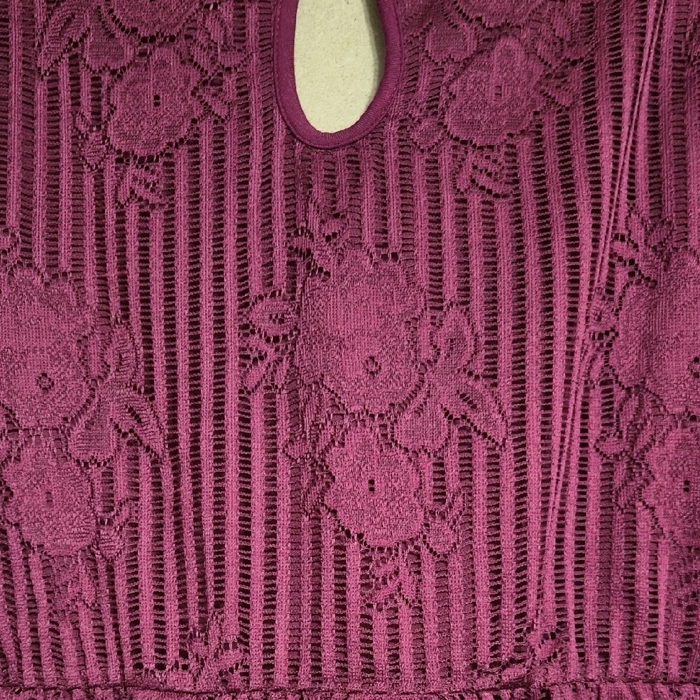Maurices Wine Babydoll Dress Lacy 3/4 Sleeve Size Small NWT - Picture 10 of 14